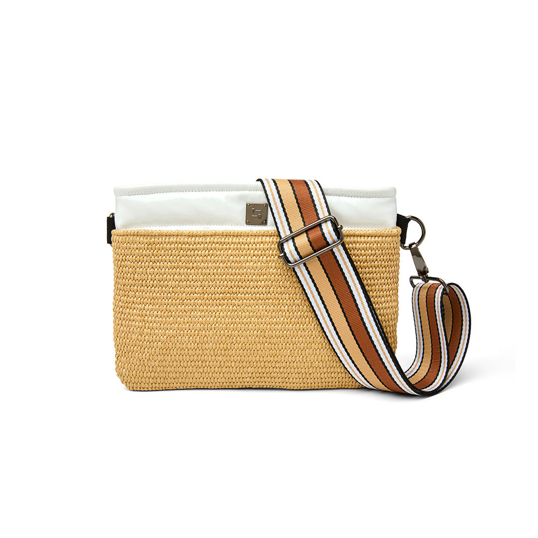 Dune Raffia and White Patent