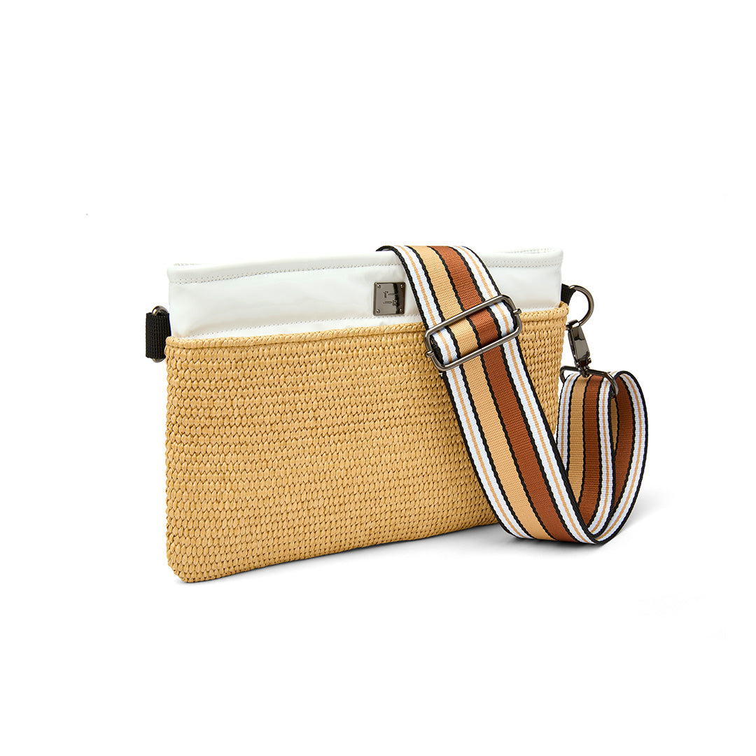 Dune Raffia and White Patent