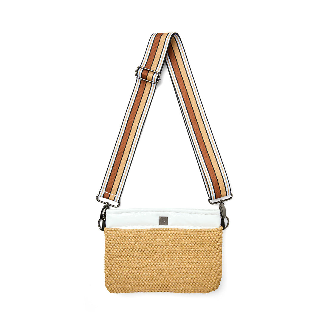 Dune Raffia and White Patent