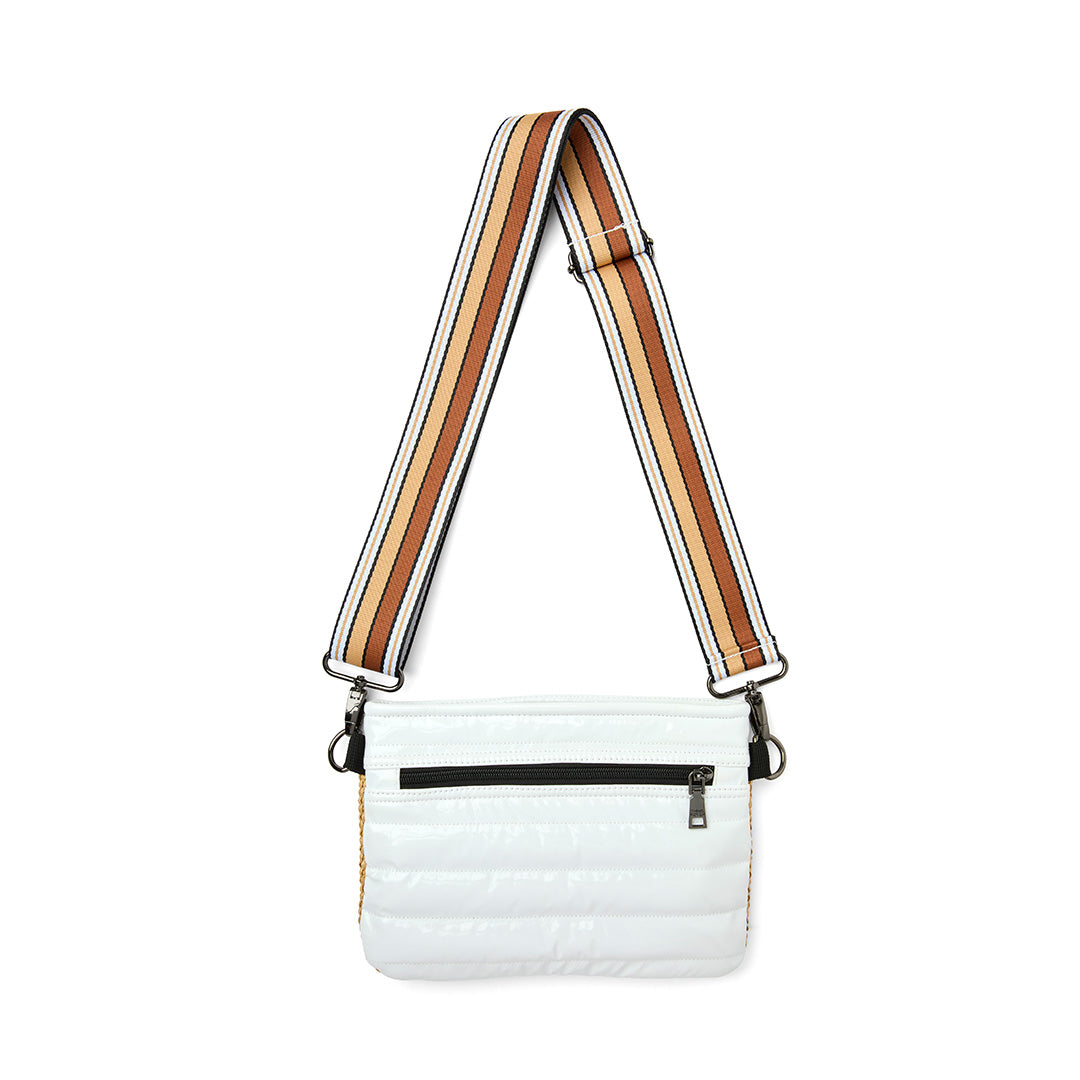 Dune Raffia and White Patent