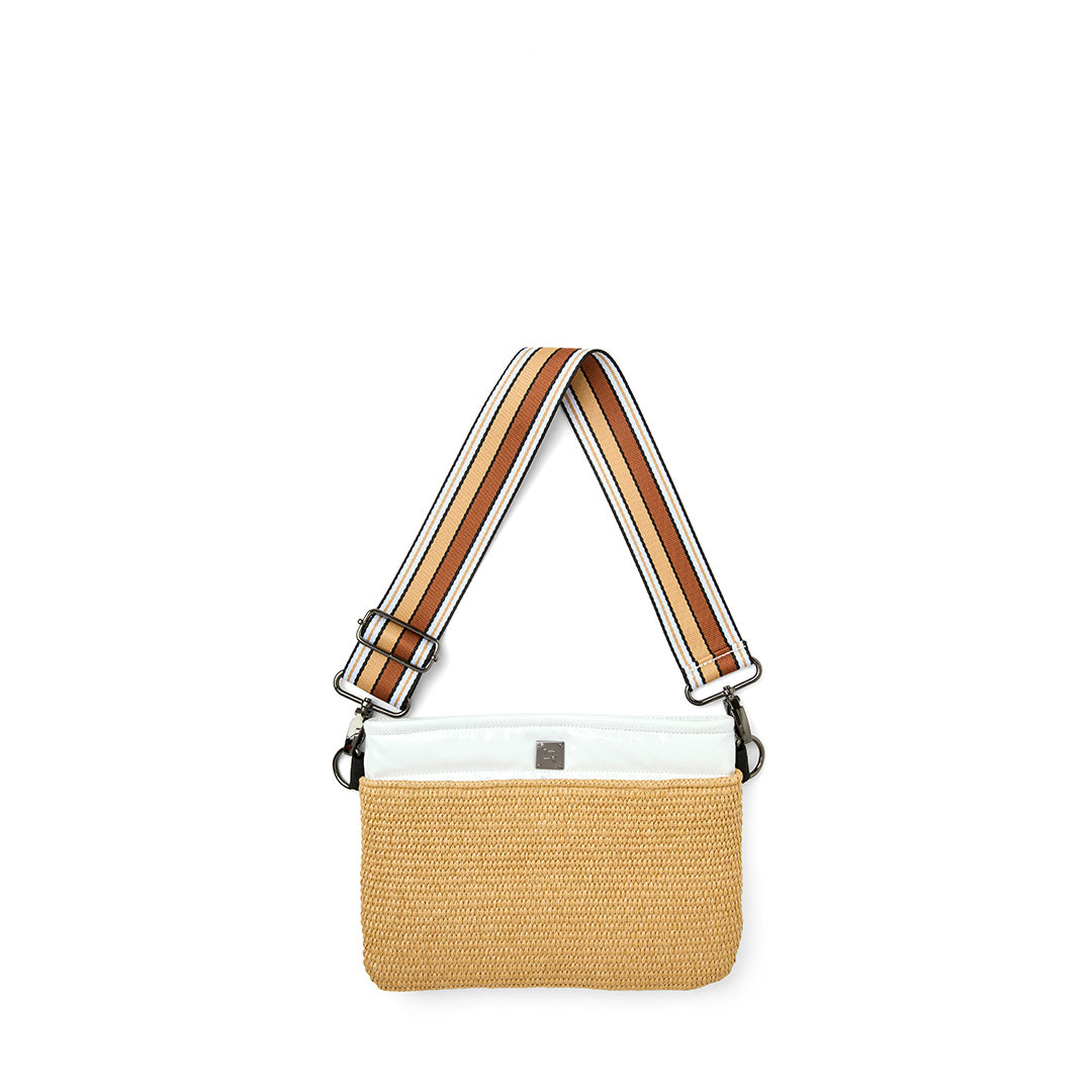 Dune Raffia and White Patent