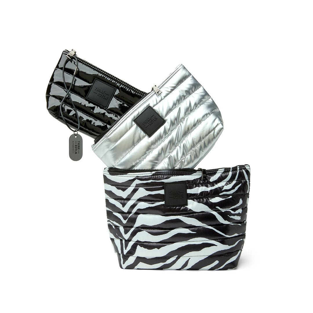 Black White Zebra Pearl Silver and Black Patent