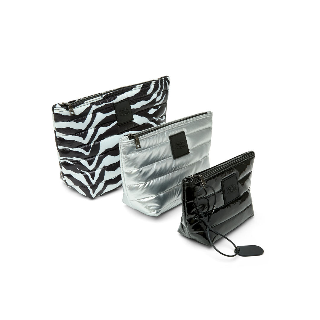 Black White Zebra Pearl Silver and Black Patent