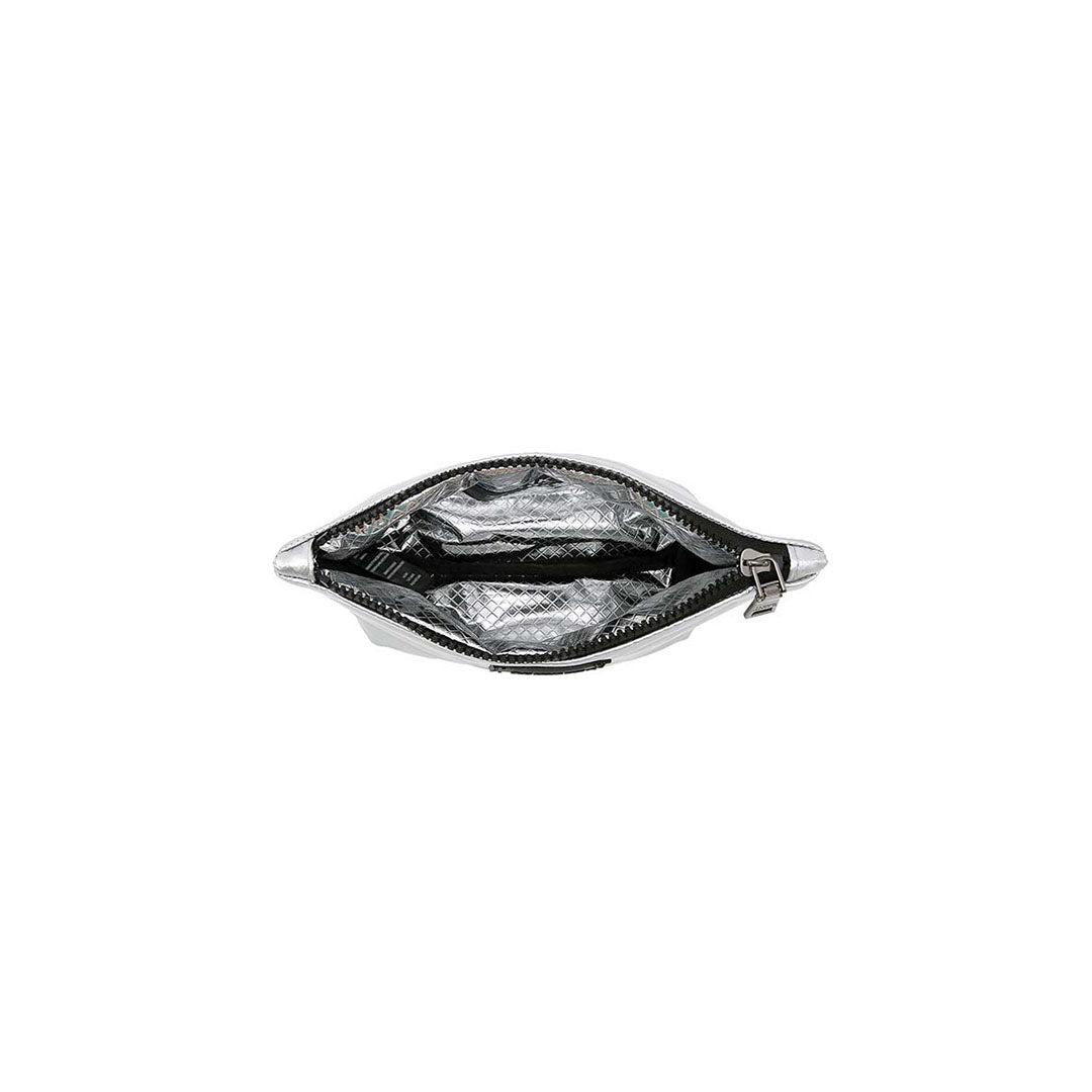 Black Patent W/Stripe Web Lipstick Patent Pearl Silver