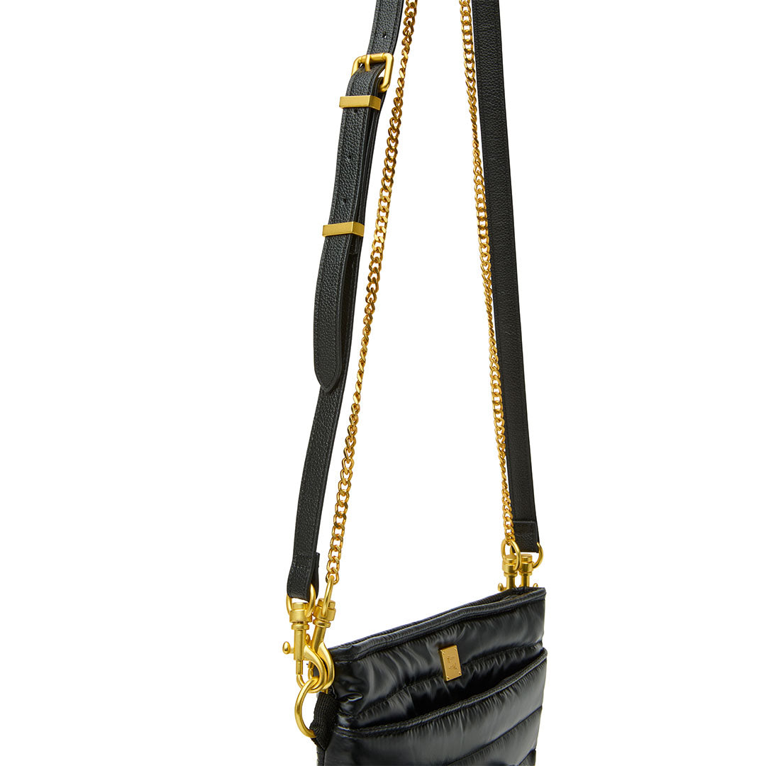 Black Leather and Gold Hardware Strap Set