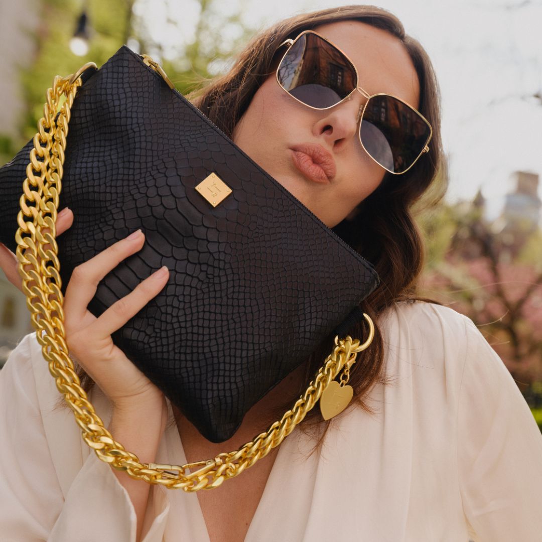 Black Python Leather