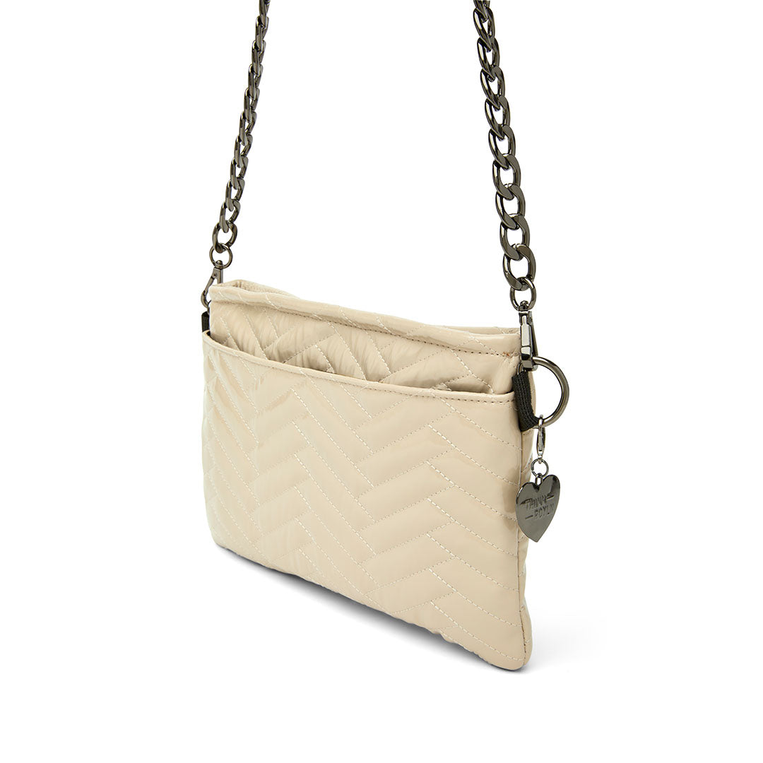 Blonde Patent with Moto Quilting