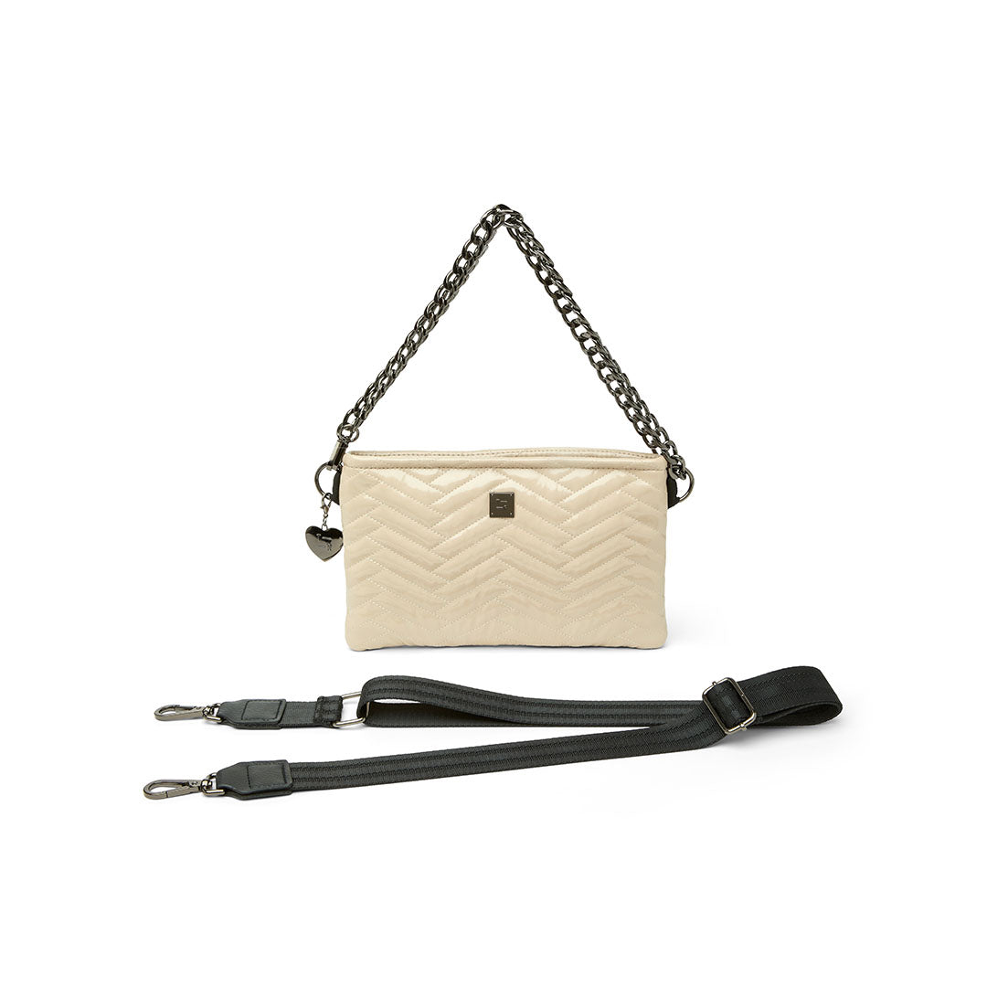 Blonde Patent with Moto Quilting