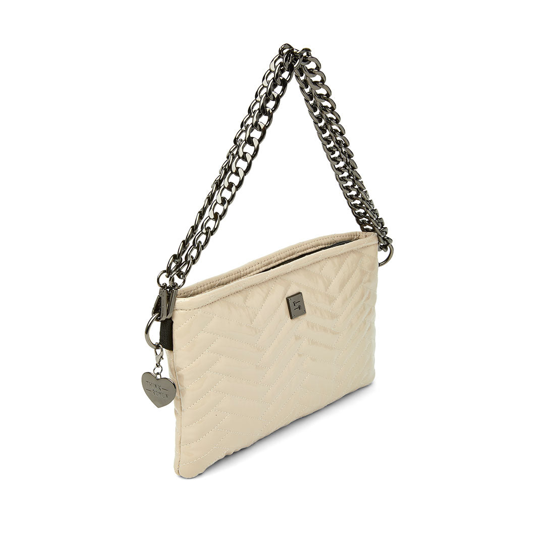 Blonde Patent with Moto Quilting