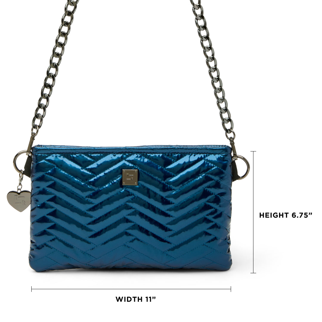 Glossy Navy Patent with Moto Quilting