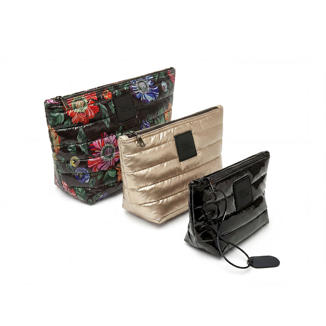 Black Floral Pearl Cashmere and Black Patent