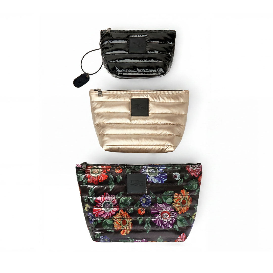 Black Floral Pearl Cashmere and Black Patent