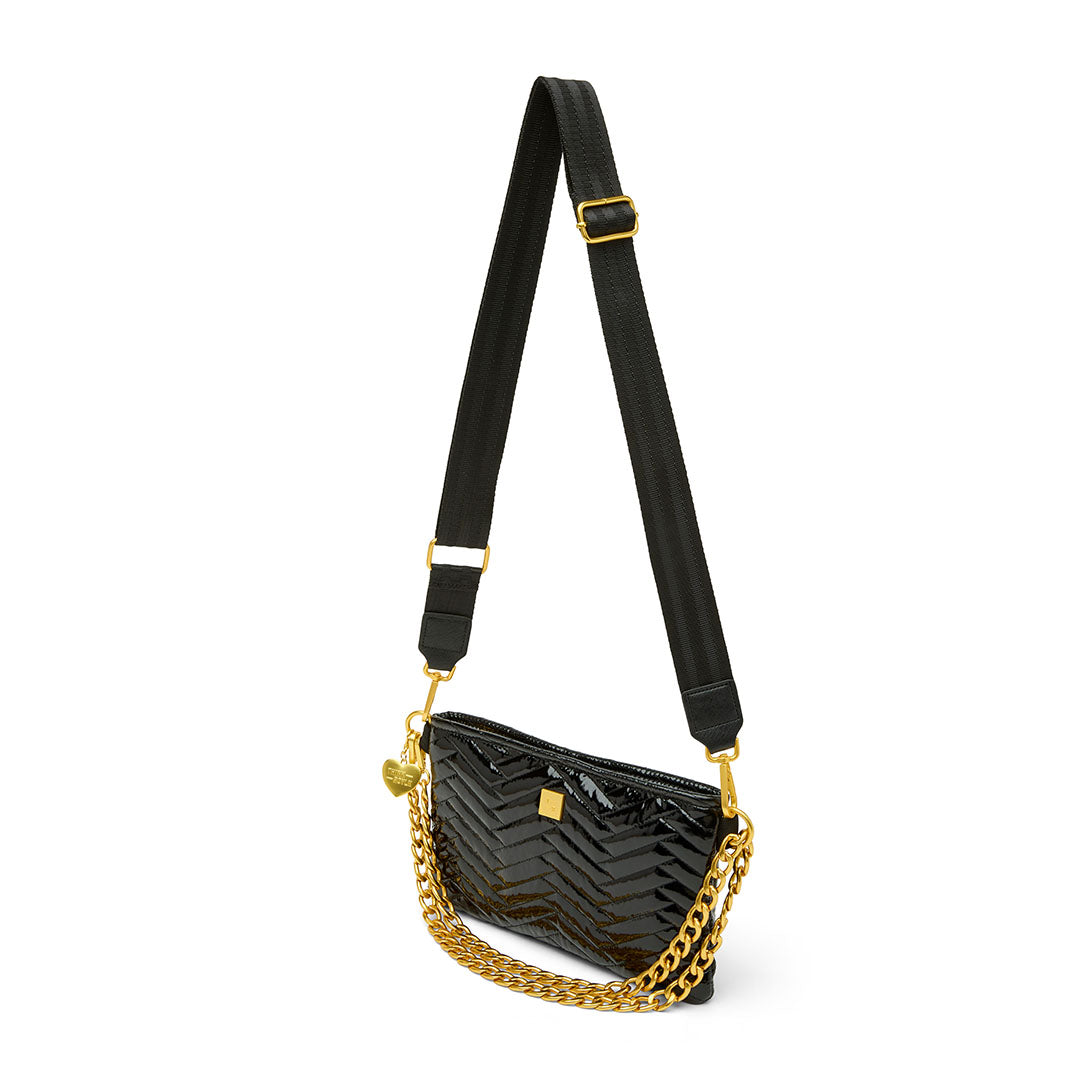 Black Patent with Moto Quilting