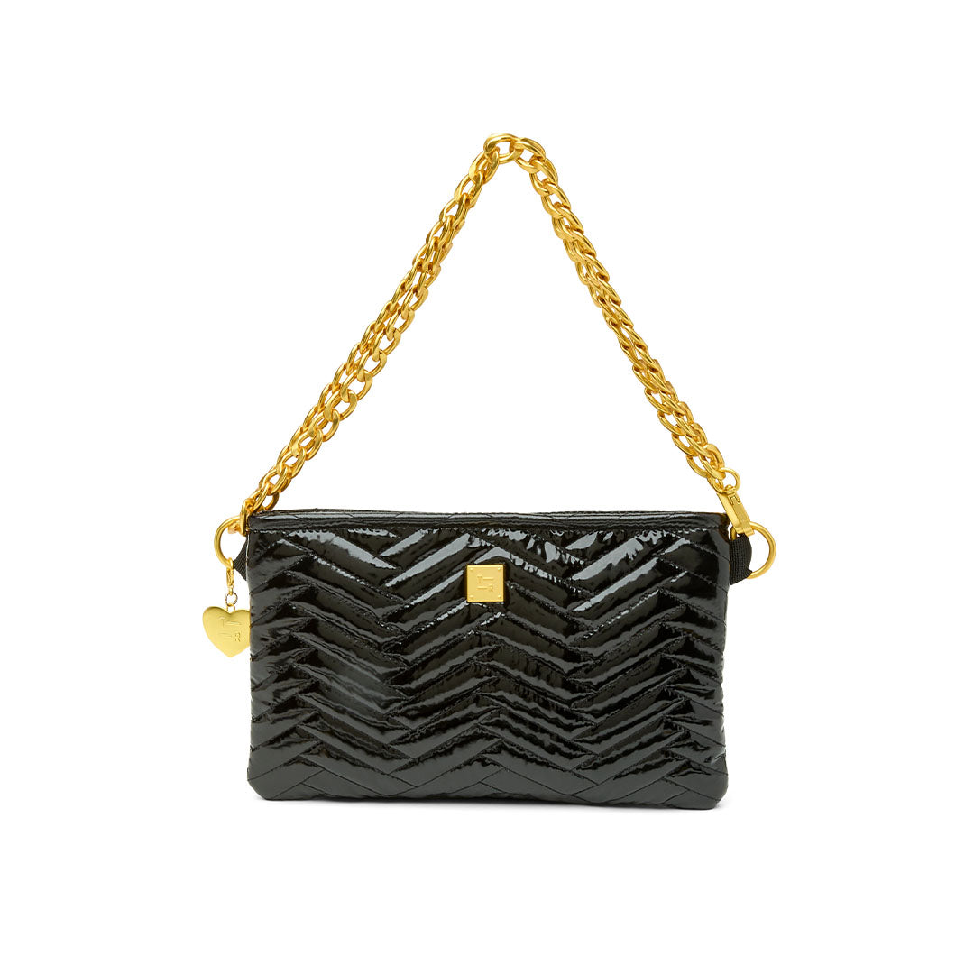 Black Patent with Moto Quilting