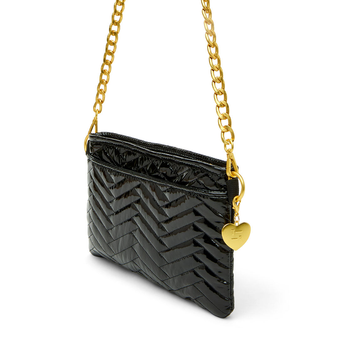 Black Patent with Moto Quilting