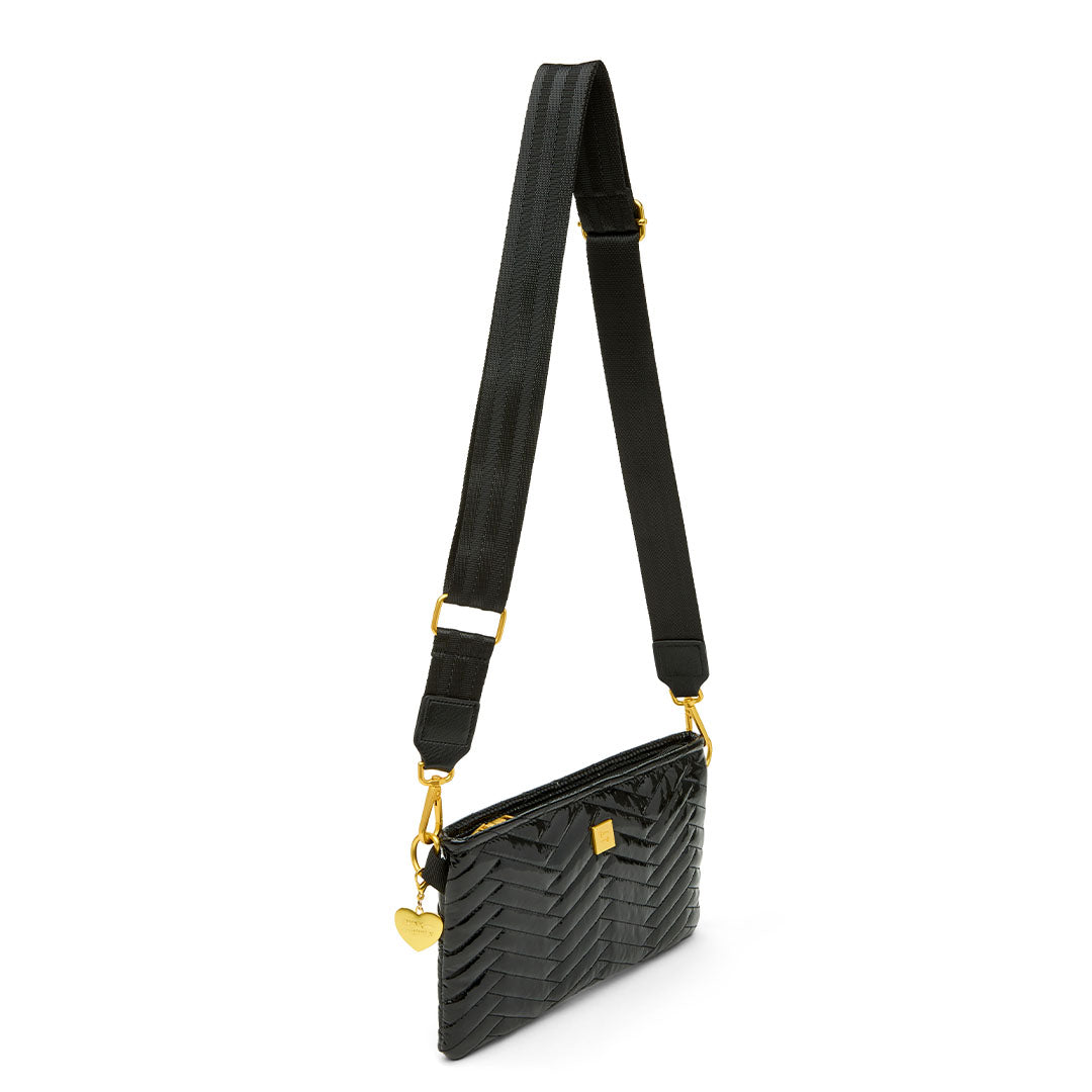 Black Patent with Moto Quilting
