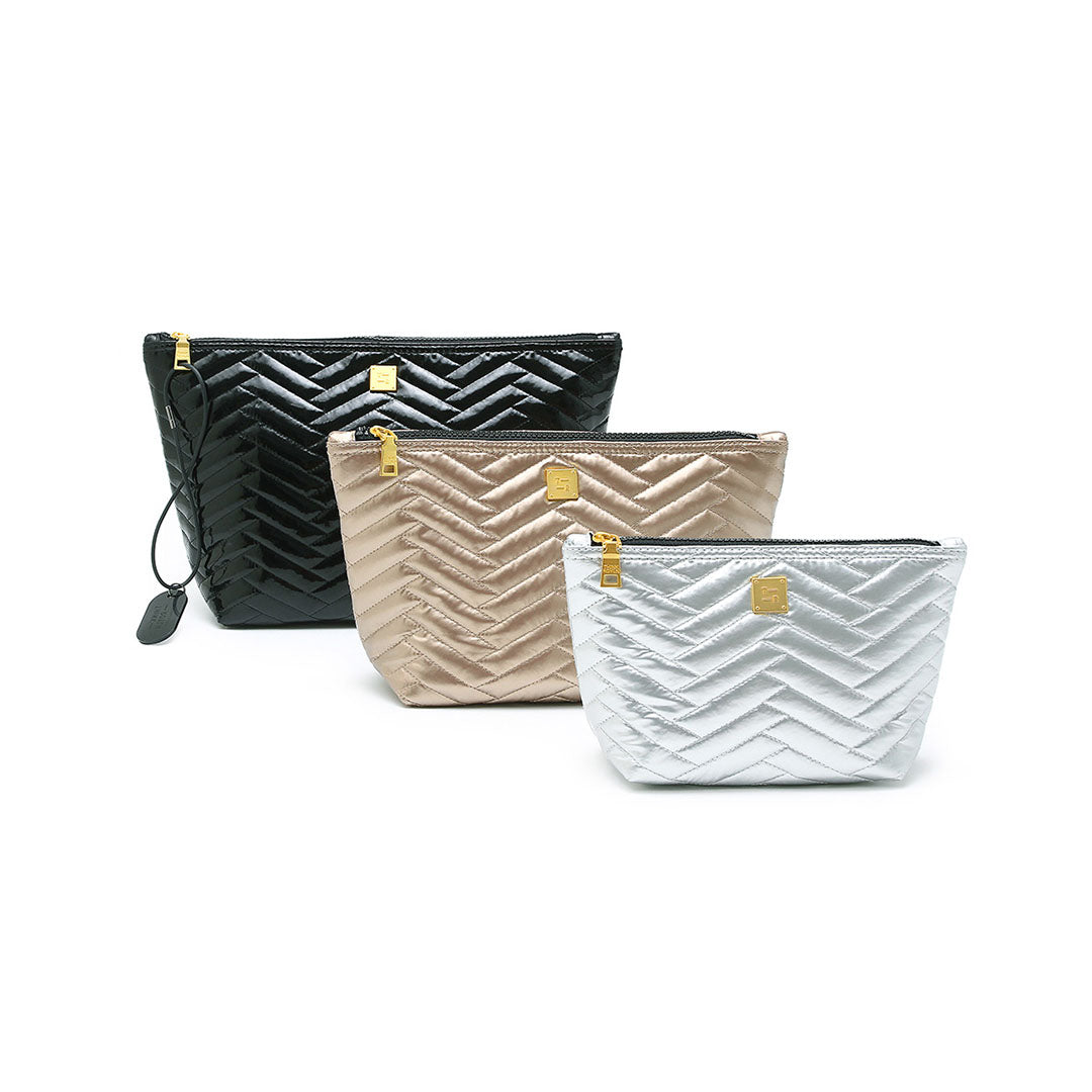 Black Patent Moto Pearl Cashmere Moto and Pearl Silver Moto
