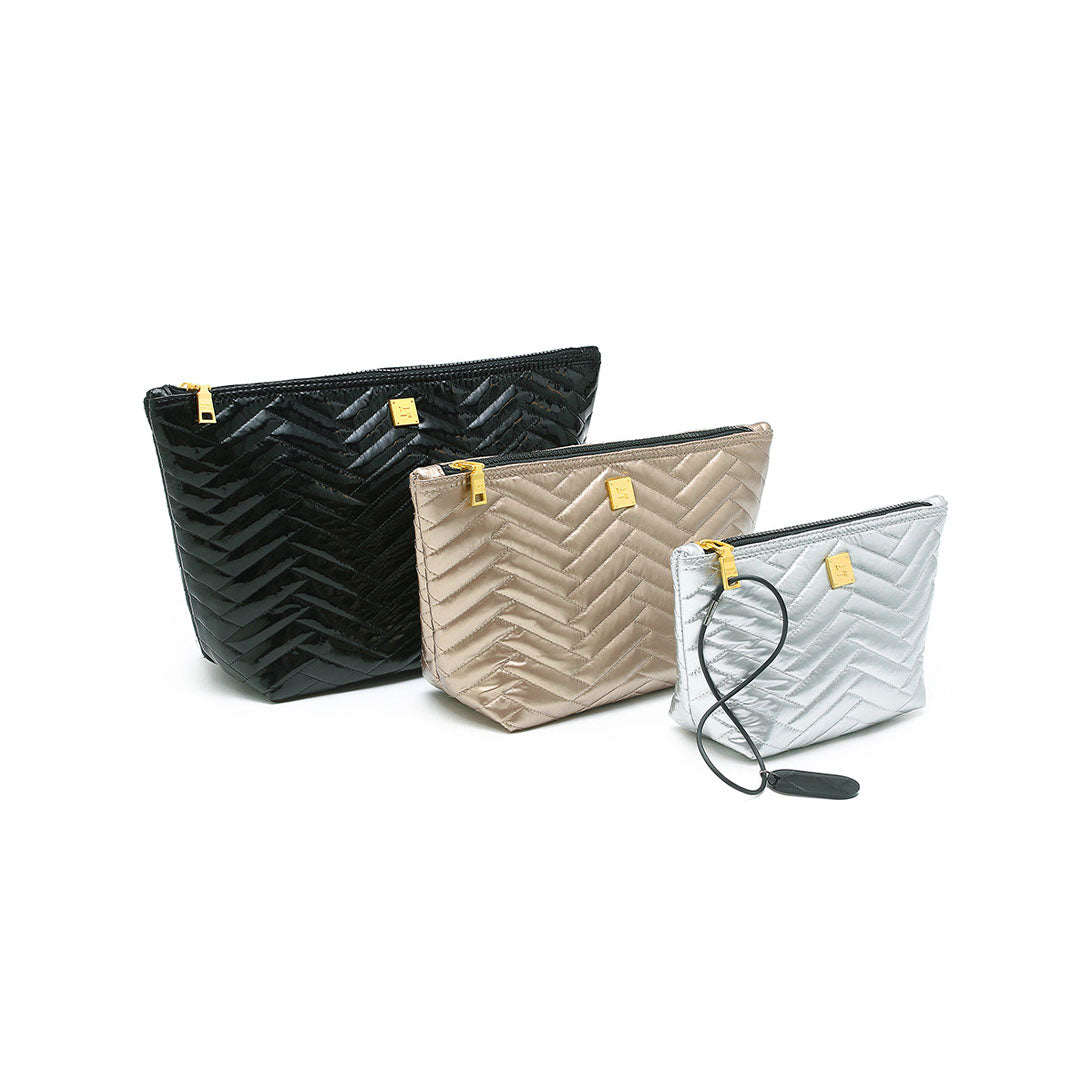 Black Patent Moto Pearl Cashmere Moto and Pearl Silver Moto