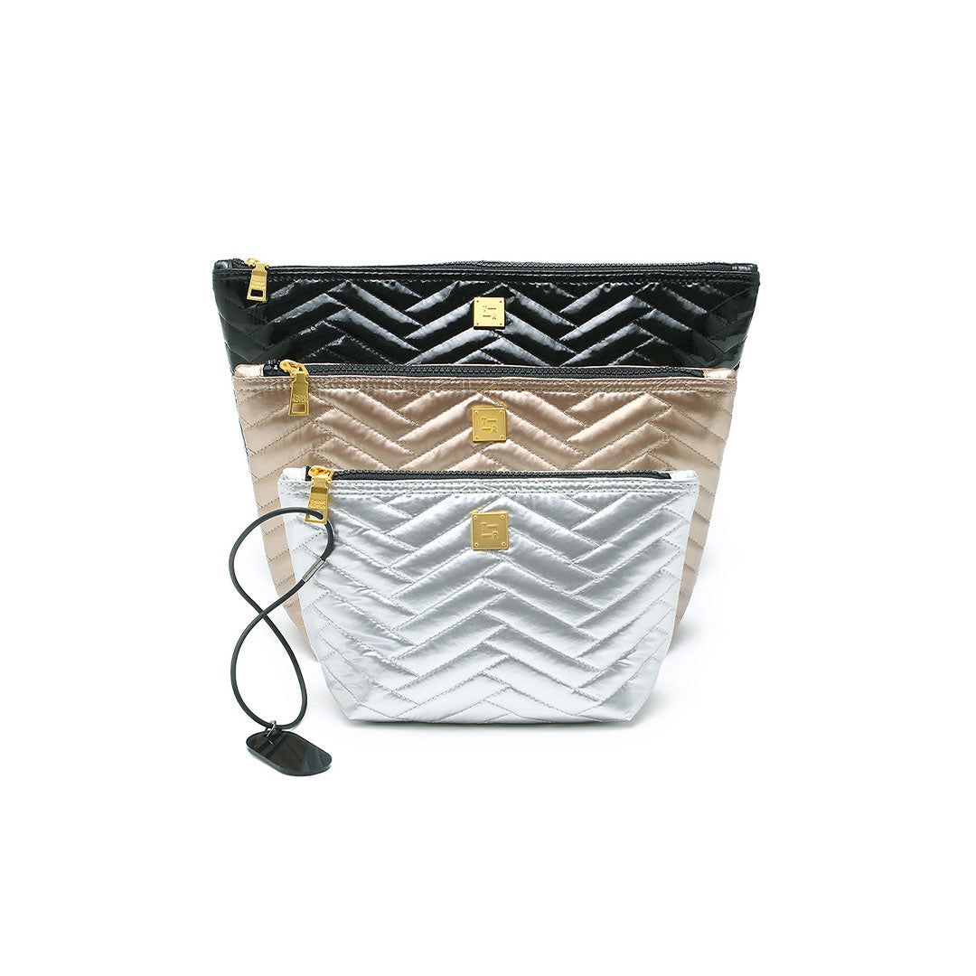 Black Patent Moto Pearl Cashmere Moto and Pearl Silver Moto