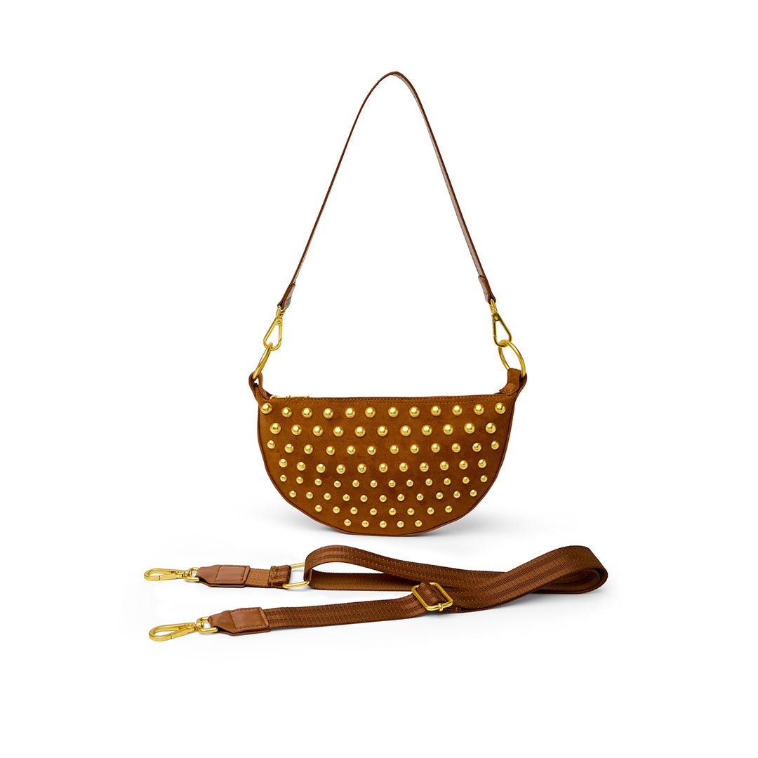 Dark Golden Suede with Gold Studs