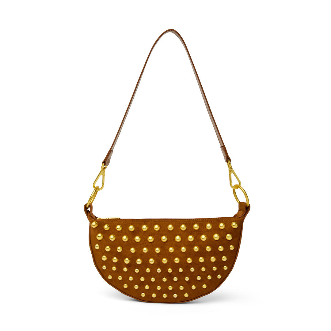Dark Golden Suede with Gold Studs