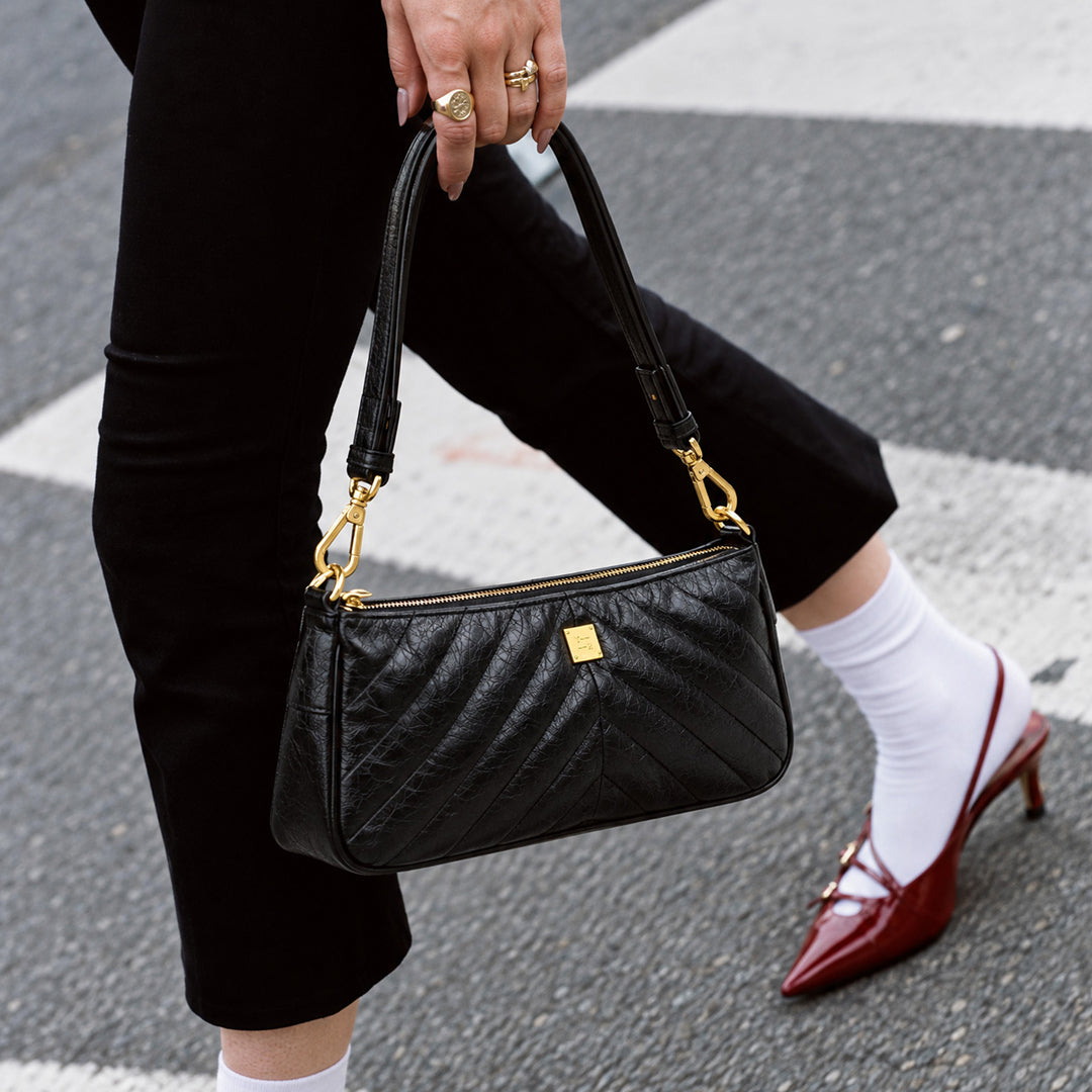 Black Crinkle Leather