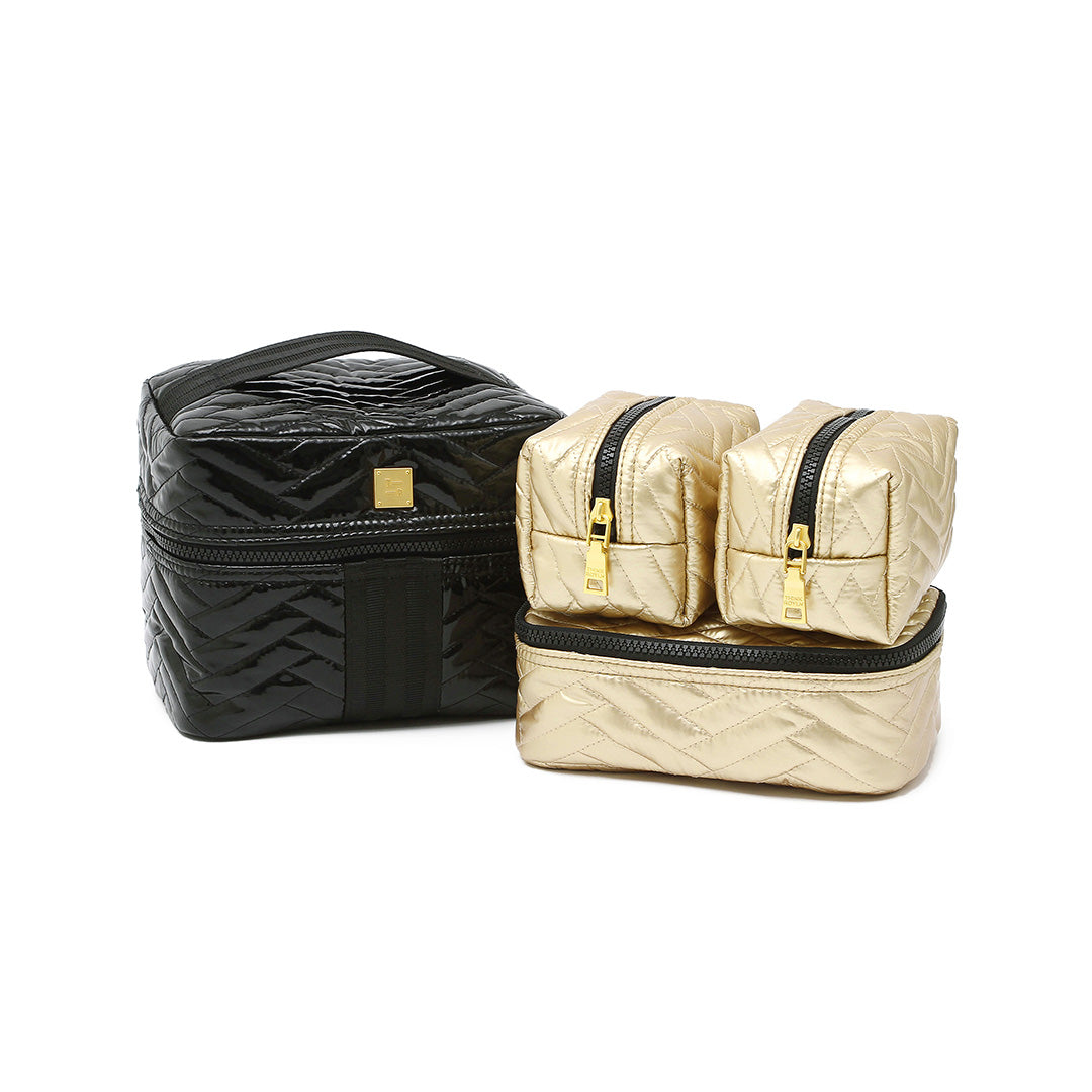 Black Patent Moto and Mineral Gold