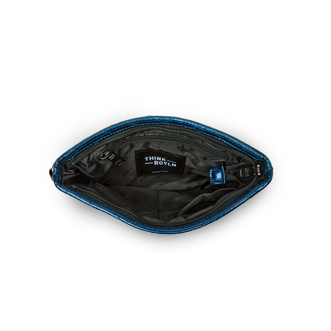 Glossy Navy Patent with Moto Quilting