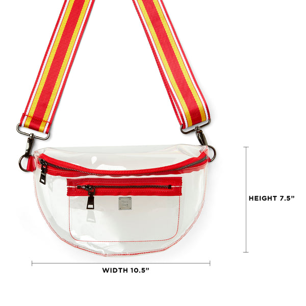 Clear Plastic with Red, White & Gold Strap