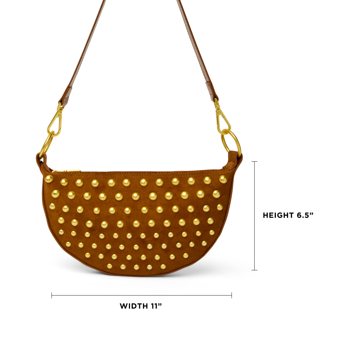 Dark Golden Suede with Gold Studs