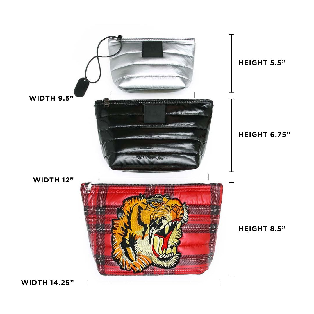 Red Plaid Black Patent and Pearl Silver