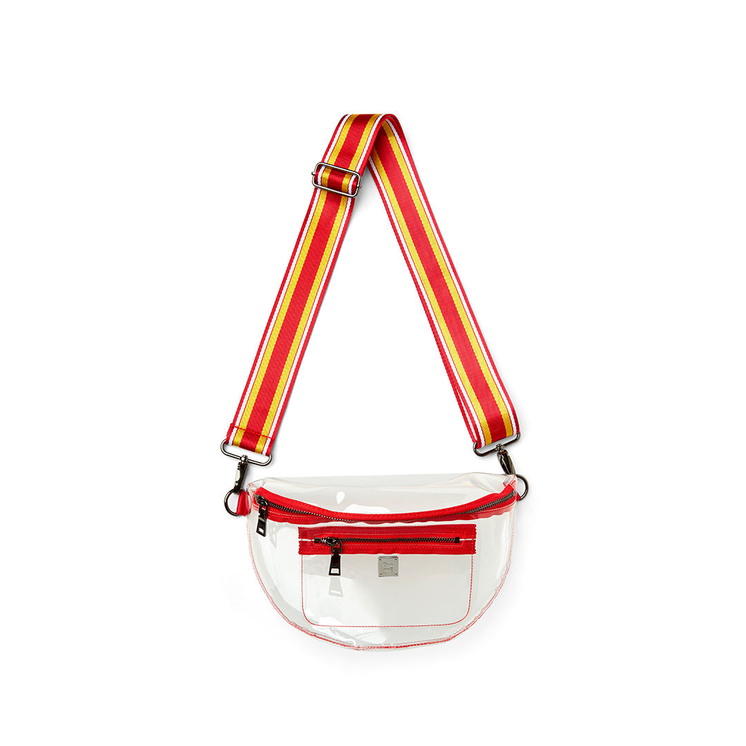 Clear Plastic with Red, White & Gold Strap