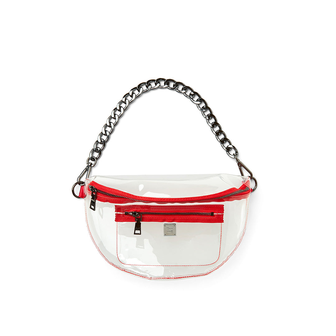 Clear Plastic with Red, White & Gold Strap