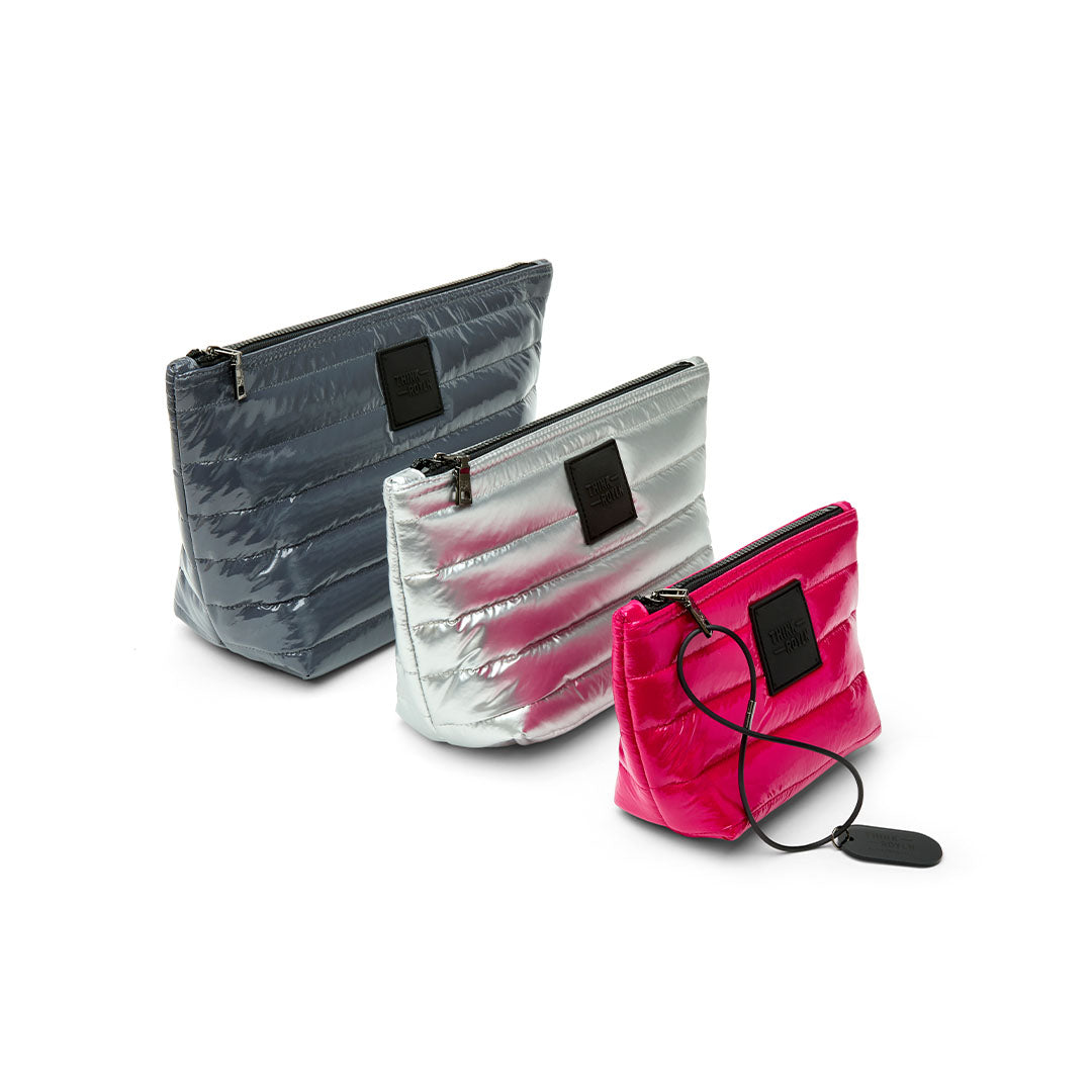 Carbon Patent Pearl Silver and Glossy Fuchsia