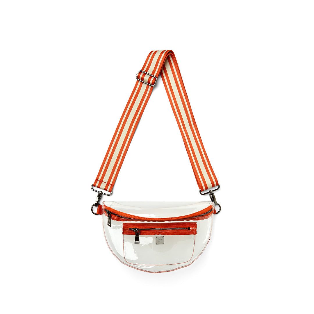 Clear Plastic with Burnt Orange White Strap