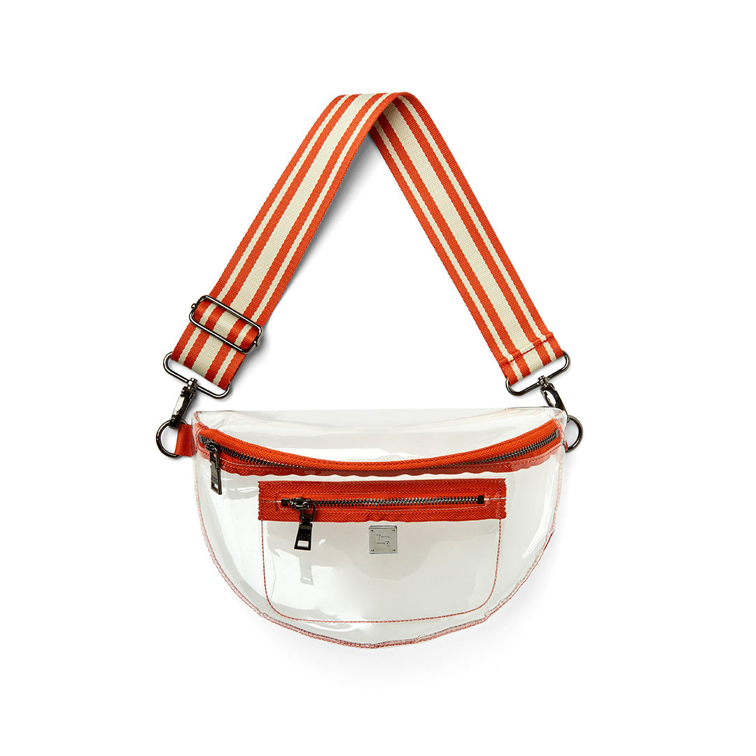 Clear Plastic with Burnt Orange & White Strap