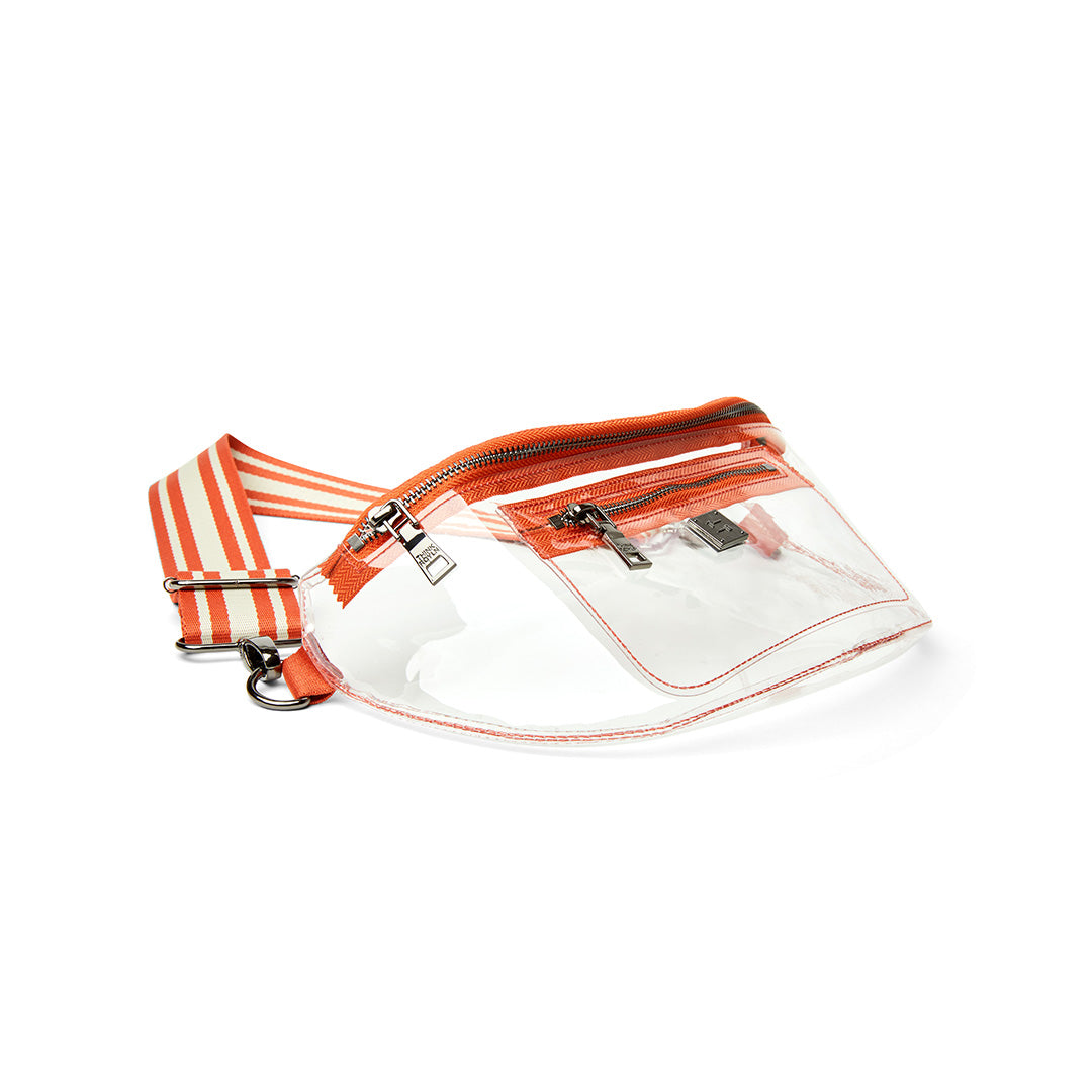 Clear Plastic with Burnt Orange White Strap