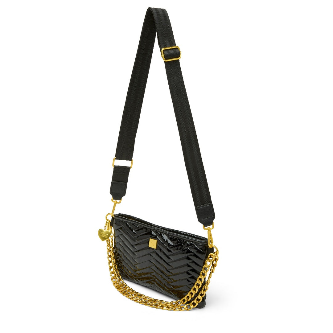 Black Patent with Moto Quilting