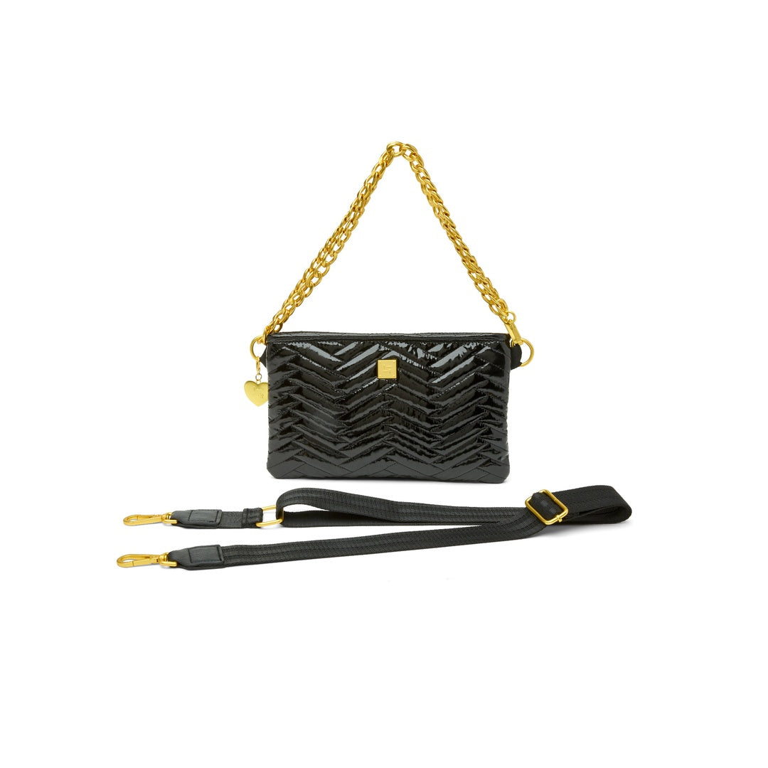 Black Patent with Moto Quilting