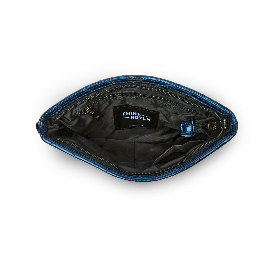 Glossy Navy Patent with Moto Quilting