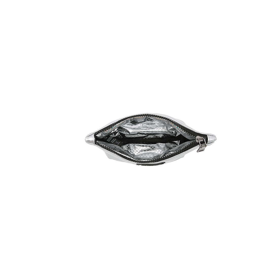 Travel Trio Organizational Pouches Black Patent W/Stripe Web Lipstick Patent Pearl Silver