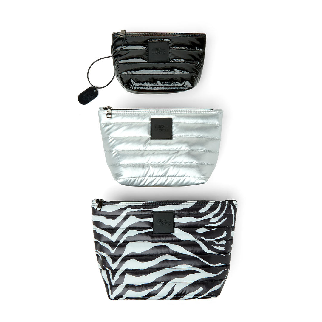 Black White Zebra Pearl Silver and Black Patent